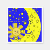 Papier Napkins, Sun Moon Gelbe Sterne Blau Serviette (Vorderseite)