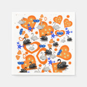 Papier Napkins, Swan Orange Hearts Serviette (Vorderseite)