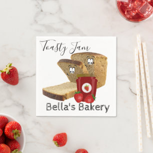 Papier Napkins, Toast Brot Erdbeere Jam Bäckerei Serviette