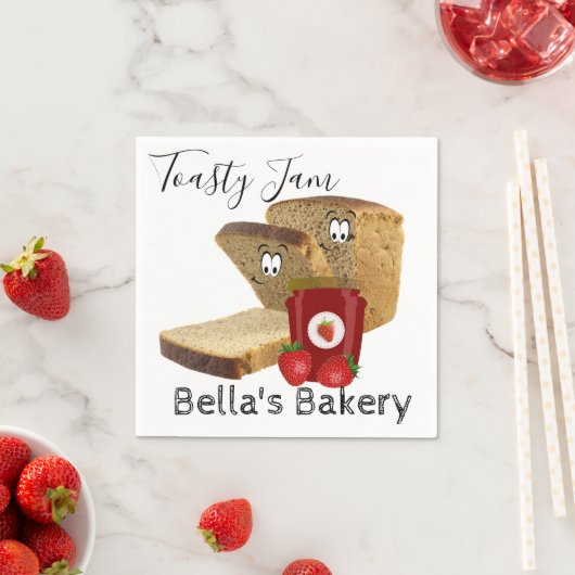 Papier Napkins, Toast Brot Erdbeere Jam Bäckerei Serviette (Beispiel)