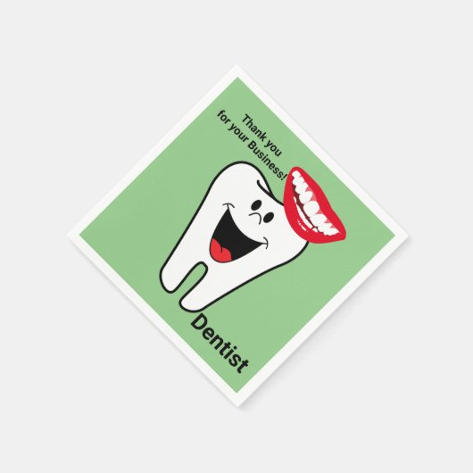 Papier Napkins, Tooth Smile Green Serviette (Ecke)