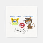 Papier Napkins, vor und nach Kaffee Katzen Panik Serviette (Vorderseite)