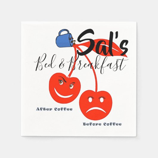 Papier Napkins, vor und nach Kaffeekirschen Serviette (Vorderseite)