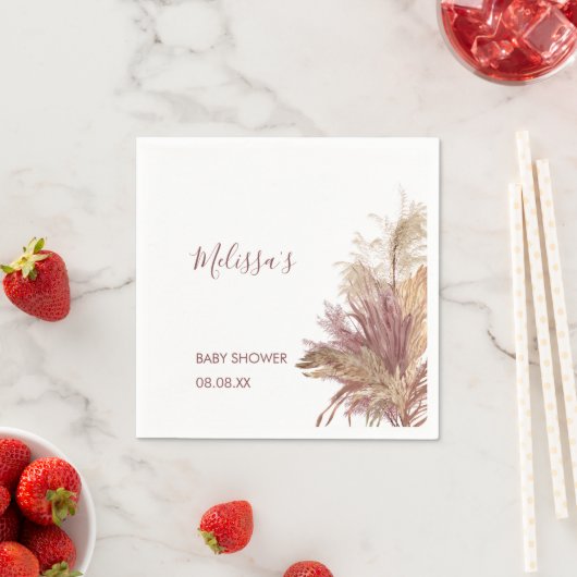 Papier Napkins Wasserfarbe Pampas Grass Mauve Pink Serviette (Beispiel)