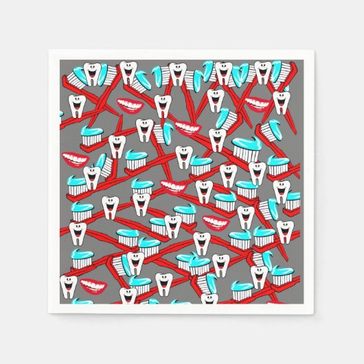 Papier Napkins, Zähne, Zahnbürste, Zahnpasta Serviette (Vorderseite)