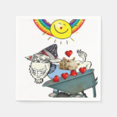 Papier Napkins, Ziege Kätzchen Rote Herzen Regenbo Serviette (Vorderseite)