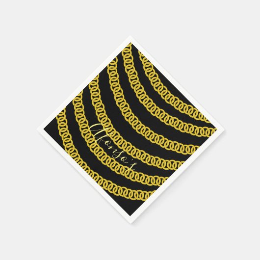 Papier-Neapel, Gold-Kettenschwarz Serviette (Ecke)