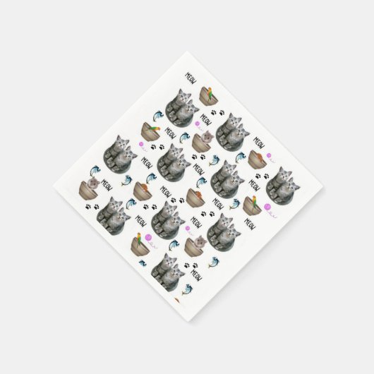 Papier, Neapel, Kätzchen, Meow Serviette (Ecke)