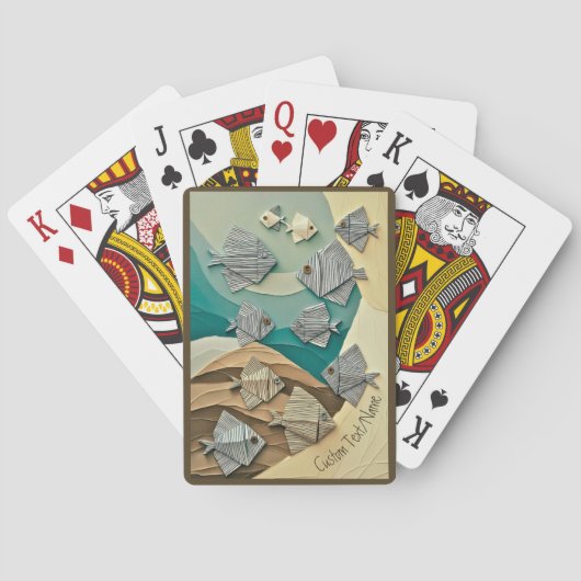 Papier Origami Fisch im Individuelle Name Spielkarten (Rückseite)