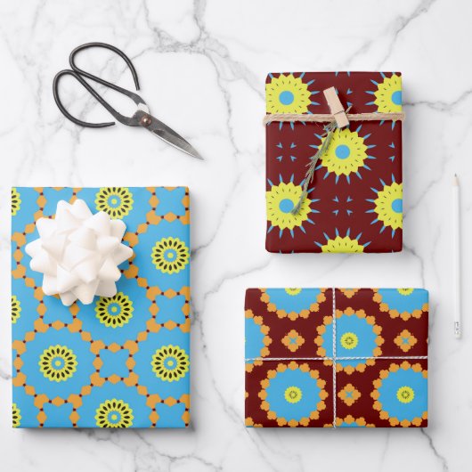 Papier Pack 175 dekorativ braun blau gelb (Vorderseite)