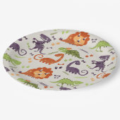 Papier Party Teller - Kinder Liebe Dinosaurier (Schrägansicht)