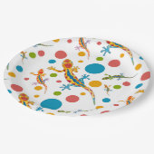 Papier Party Teller mit farbenfrohen Gecko-Design (Schrägansicht)