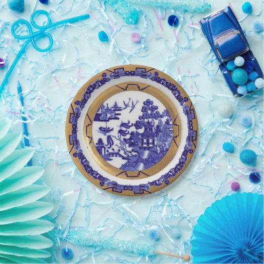 Papier-Platte für blaues und goldenes Muster Pappteller (Party)