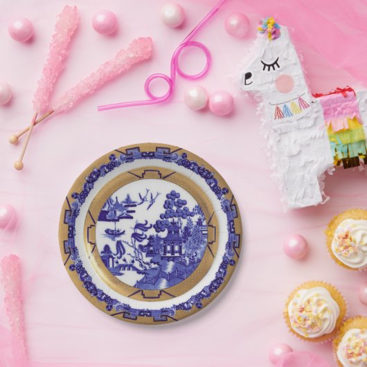 Papier-Platte für blaues und goldenes Muster Pappteller (Party)