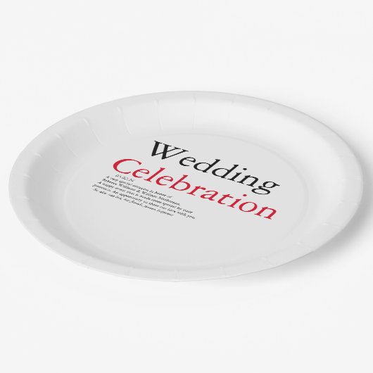 Papier-Platte für das Hochzeitdefinitionsformular Pappteller (Schrägansicht)