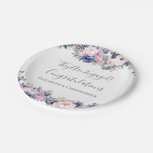 Papier-Platte für die blaurosa Blumenbedeckung Pappteller (Schrägansicht)