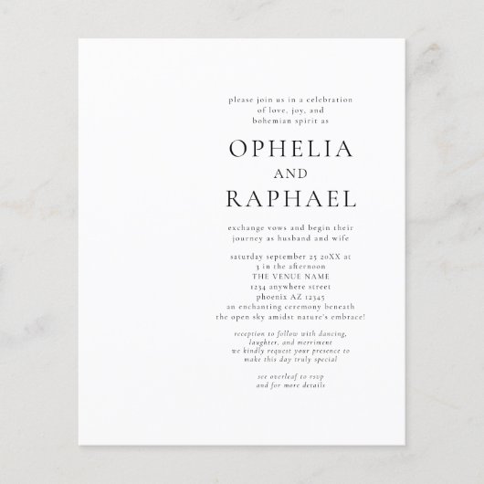 PAPIER QR Code Schwarz-weiße Bohemische Hochzeitse (Vorne)