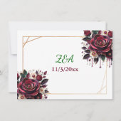 Papier-Quilling Burgundy-Rose und Perlen-UAWG Einladung (Rückseite)