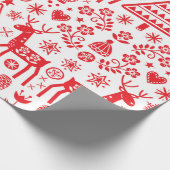 PAPIER RED SCANDINAVIAN CHRISTMAS PATTERN GESCHENKPAPIER (Ecke)