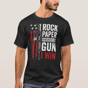 Papier-Rock-Schere Gun Gun Witz auf der Rückseite T-Shirt