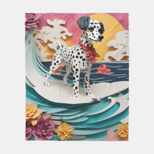 Papier Rokoko Dalmatiner Surfen Pastellfarben Fleecedecke