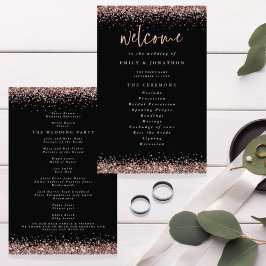PAPIER | Rose Gold Glitzer Black Wedding Program