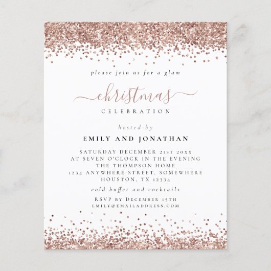 PAPIER | Rose Gold Glitzer Weihnachtsfest Party Ei (Vorne)