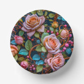 Papier-Schalen - Rosa alte Rosen Pappteller (Vorderseite)
