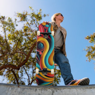 Papier­schnitt Farbige Wellen Kunstwerk Skateboard