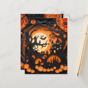Papier-Schnitt Halloween-Szene Postkarte