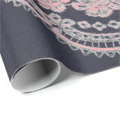 Papier, schwarz und PINK, ANTIQUE Geschenkpapier (Rolleneckpunkt)