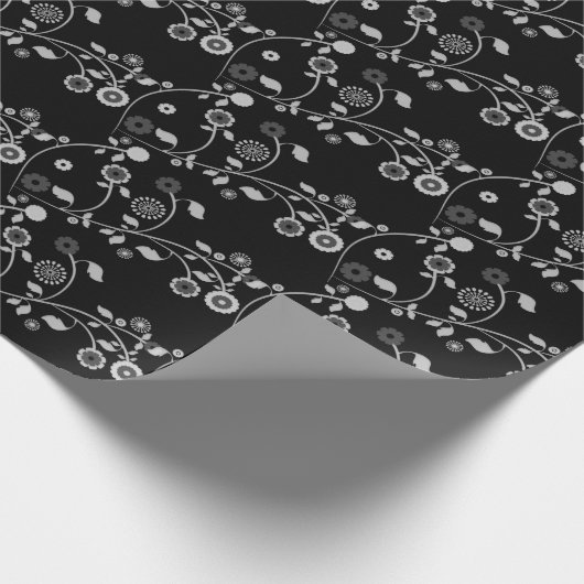Papier-Schwarz-Weiß-Blüte umhüllen Geschenkpapier (Ecke)