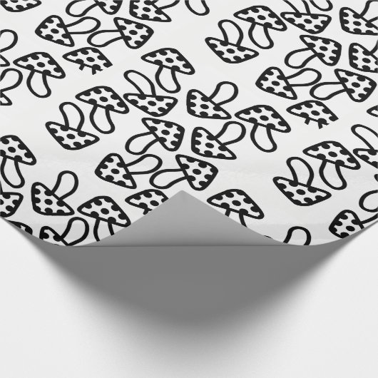 Papier schwarz-weiß Mushroom Geschenkpapier (Ecke)