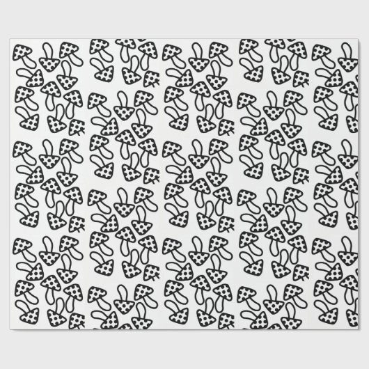 Papier schwarz-weiß Mushroom Geschenkpapier (Flach)