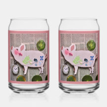 Papier-Schwein-Soda-Glas
