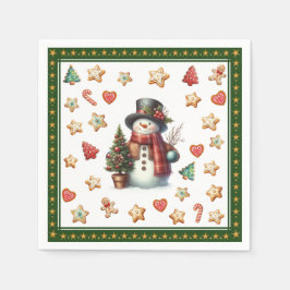 Papier Serviette Cocktail Schneemann Weihnachtskek