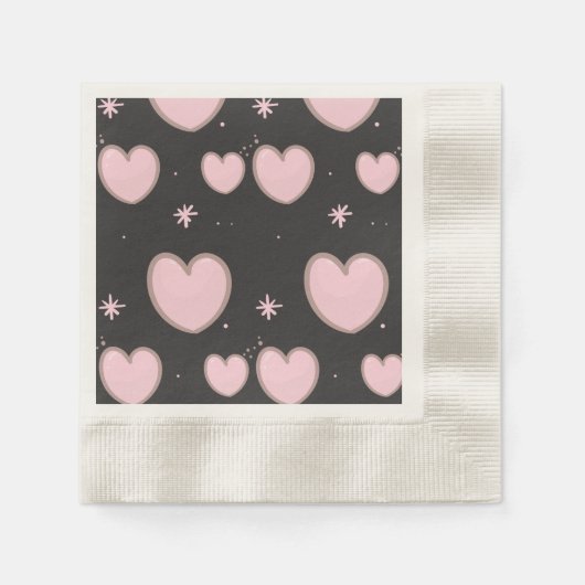 Papier-Serviette mit rosa Herzen Serviette (Vorderseite)
