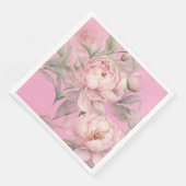 Papier-Serviette mit rosa Pfingstrosen Serviette (Ecke)