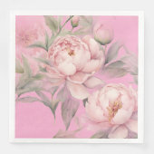 Papier-Serviette mit rosa Pfingstrosen Serviette (Vorderseite)