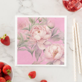Papier-Serviette mit rosa Pfingstrosen Serviette