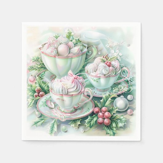 Papier-Serviette-Rosa viktorianisches Weihnachten Serviette (Vorderseite)