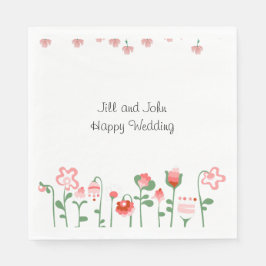 Papier-Servietten Rosa Wildblumen-Gartenhochzeit Serviette