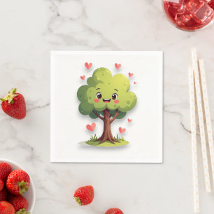 Papier Servietten Valentinstag Baum Rote Herzen