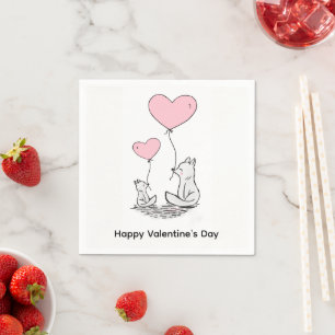 Papier Servietten Valentinstag Foxy Love PinkHerze