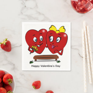 Papier Servietten Valentinstag Paar Rote Herzen