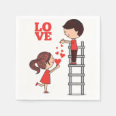 Papier Servietten Valentinstag Rote Herzen (Vorderseite)