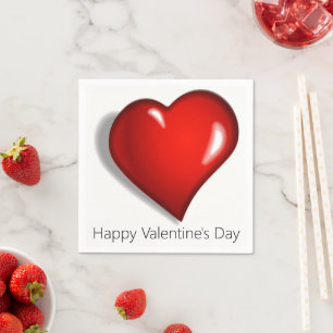 Papier-Servietten Valentinstag Rotes Herz Serviette
