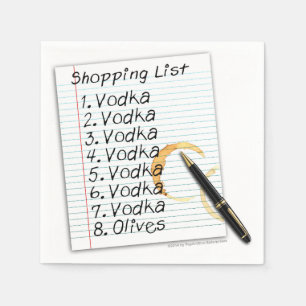 PAPIER-SERVIETTEN - WODKA-EINKAUFSLISTE SERVIETTE