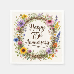 Papier-Servietten zum 75. Hochzeitstag, 75 Jahre E Serviette