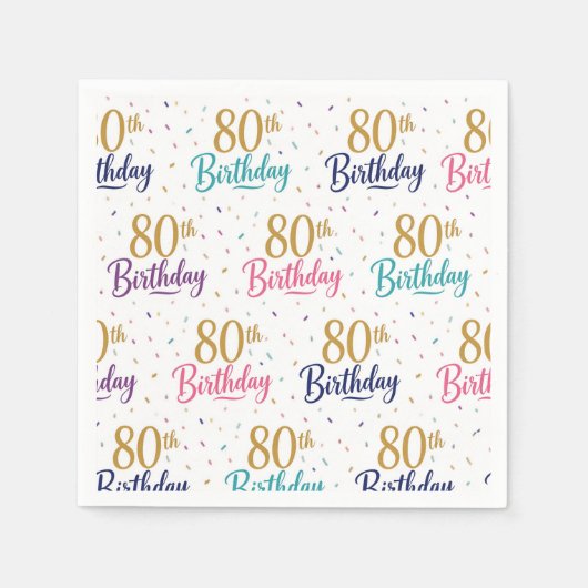 Papier-Servietten zum 80. Geburtstag, Achtzigster Serviette (Vorderseite)